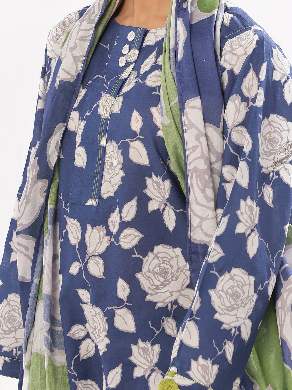 3Pc Printed Pret Suit Swiss Lawn Blue - OW3P-2412031