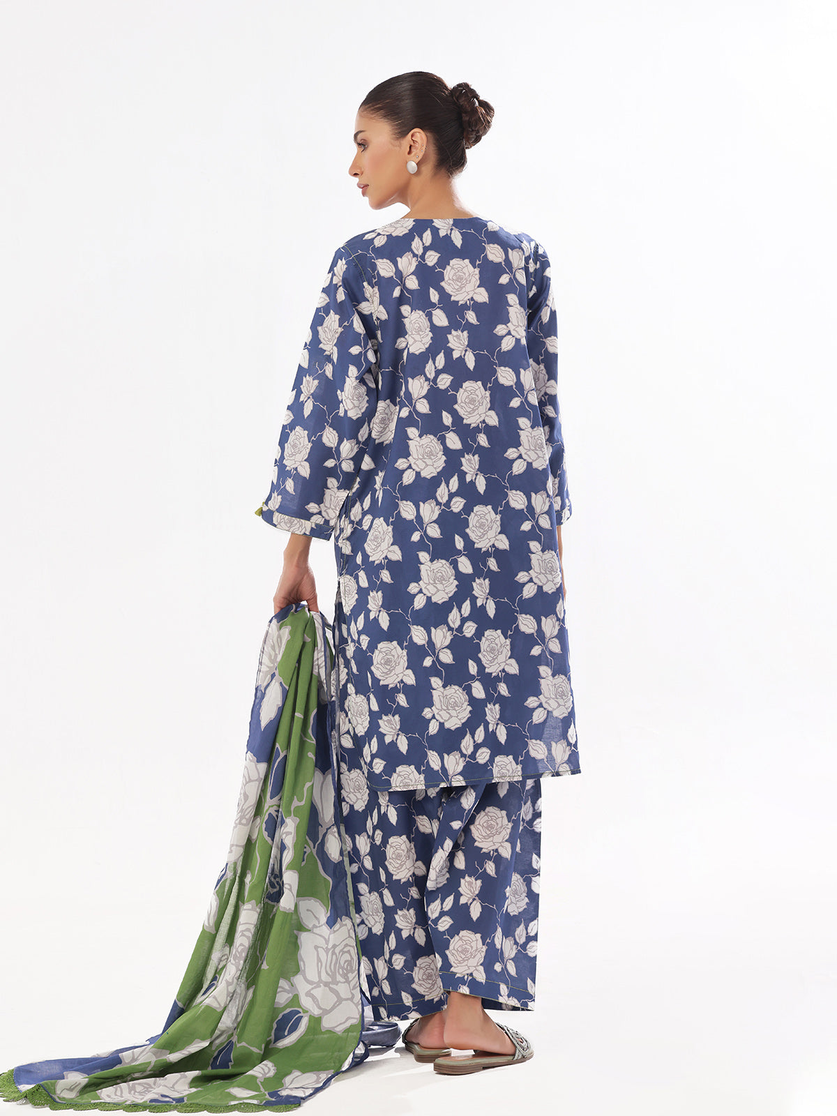 3Pc Printed Pret Suit Swiss Lawn Blue - OW3P-2412031