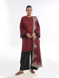 3PC Printed Pret & Unstitched Suit Lawn Rust
