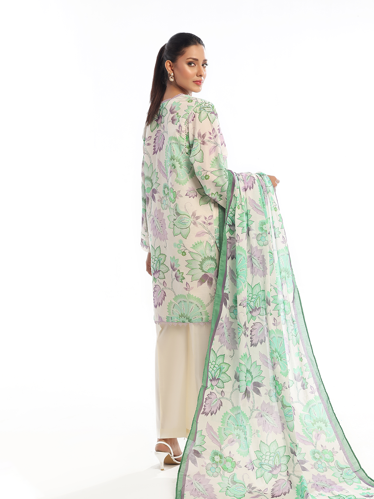 3Pc Printed Pret Suit Masoori Lawn Green - OW3P-2412035
