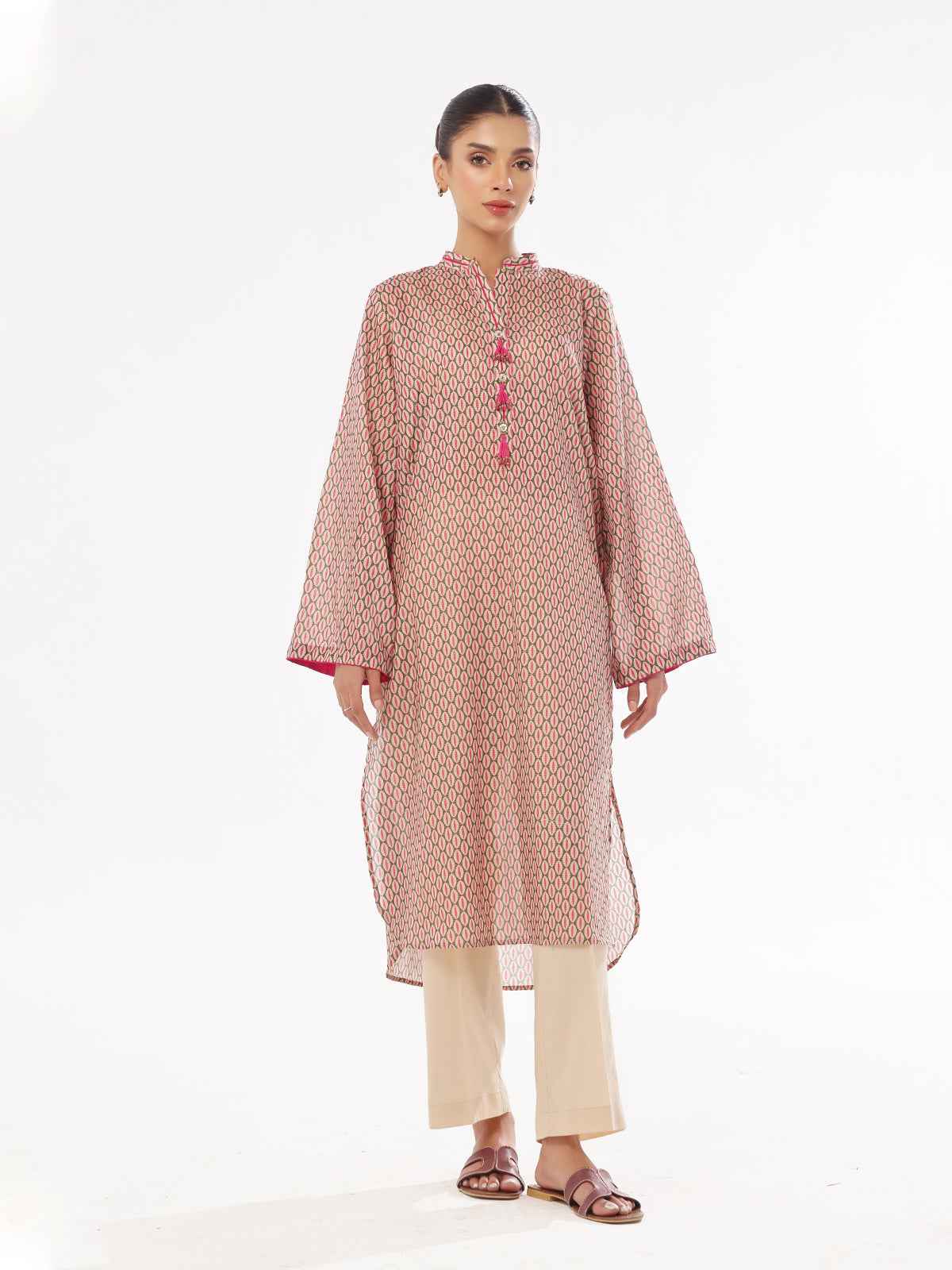 1Pc Printed Pret & Unstitched Kurti Masoori Lawn Green