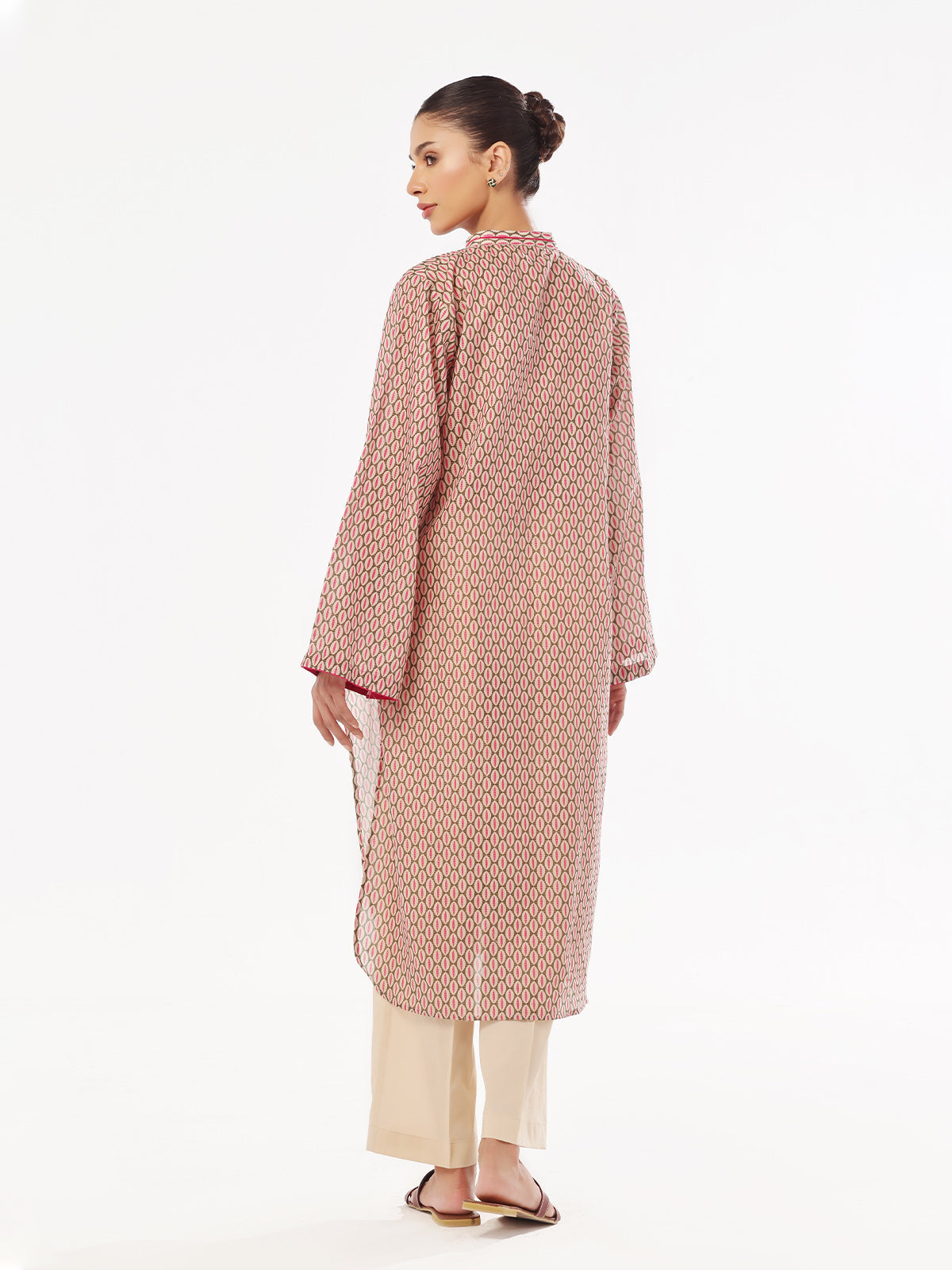 1Pc Printed Pret Kurti Masoori Lawn Green - OWKT-2412027