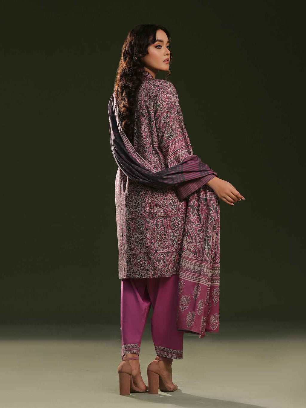 3Pc Printed Pret Suit Cambric Magenta - OW3P-2411015