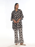 2Pc Printed Pret & unstitched Shirt Trouser Swiss Lawn Black