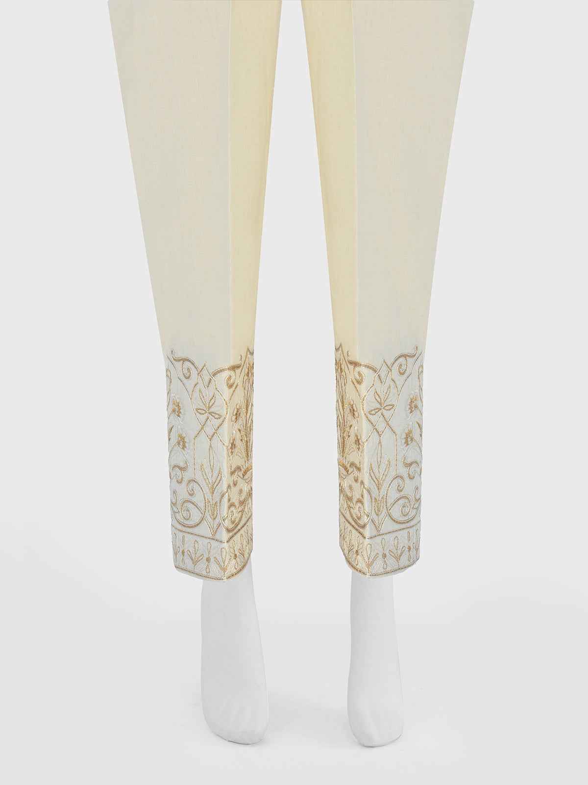 Women Natural Cream Yarn Dyed Trouser - OWESP-1901219-A