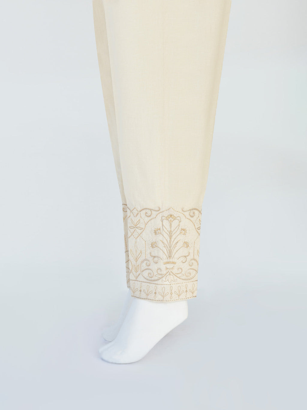 Women Natural Cream Yarn Dyed Trouser - OWESP-1901219-A