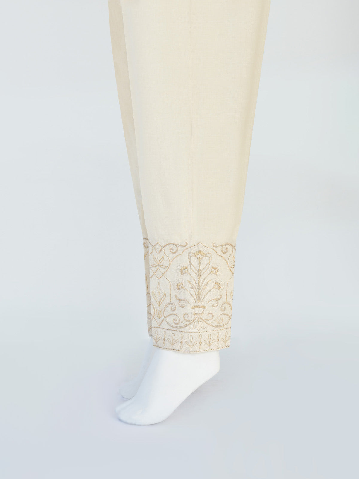 Women Natural Cream Yarn Dyed Trouser - OWESP-1901219-A
