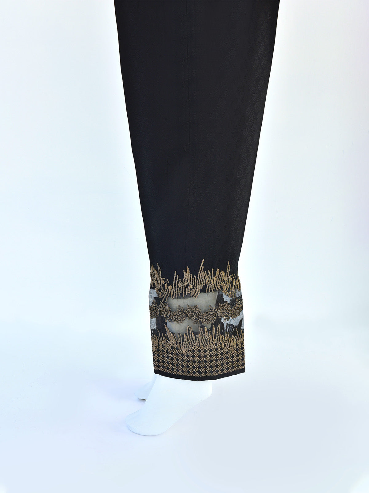 Women Black Jacquard Trouser - OWEJSP-1812003