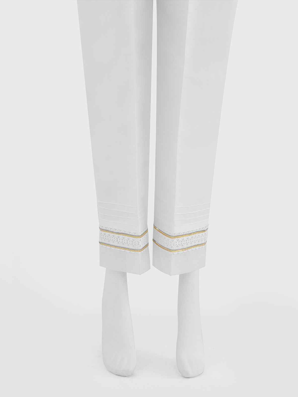 Women White Silk Blend Trouser - OWSP-2208030-1