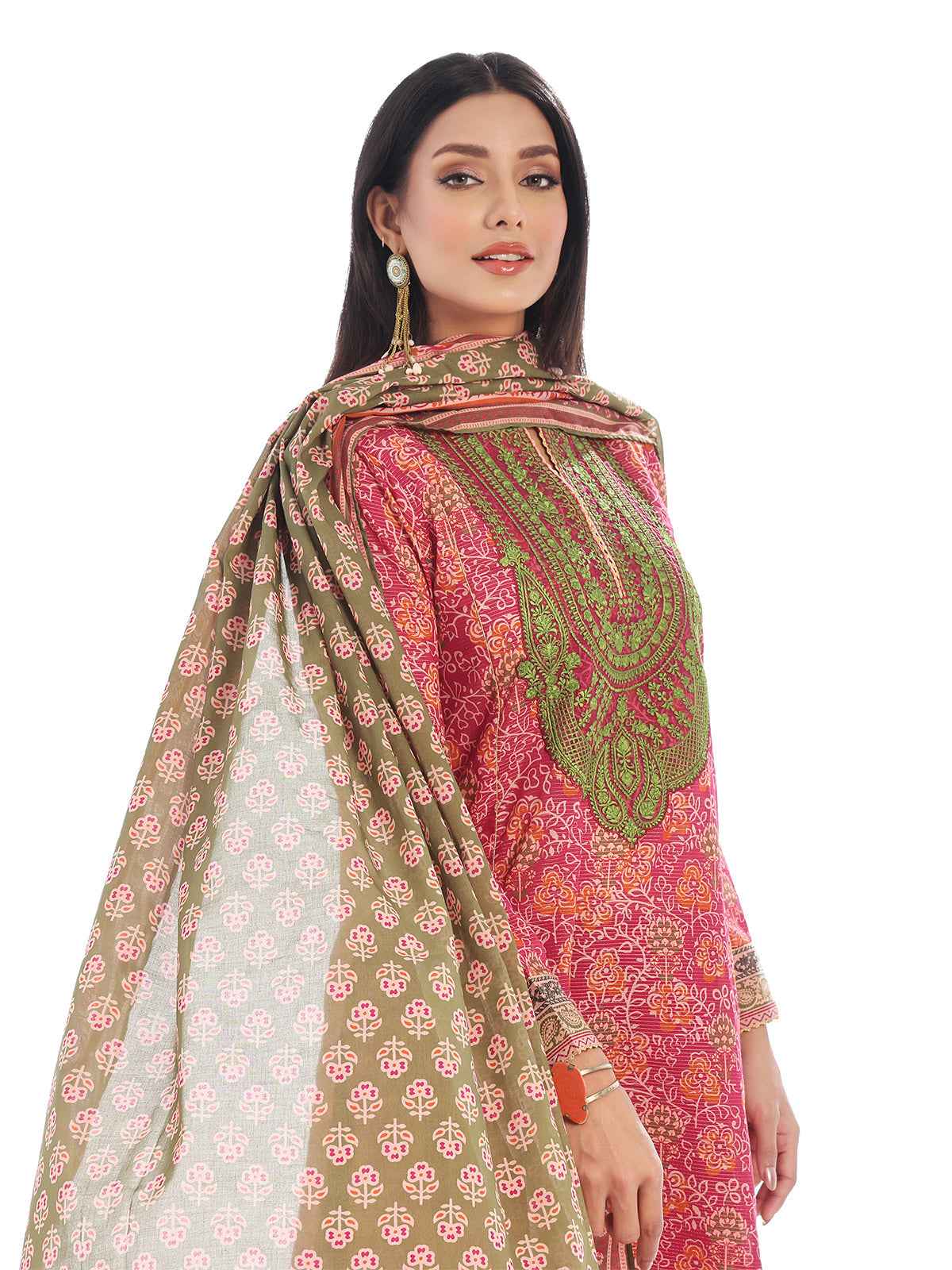 3Pc Embroidered Pret & Unstitched Suit Masoori Lawn Maroon