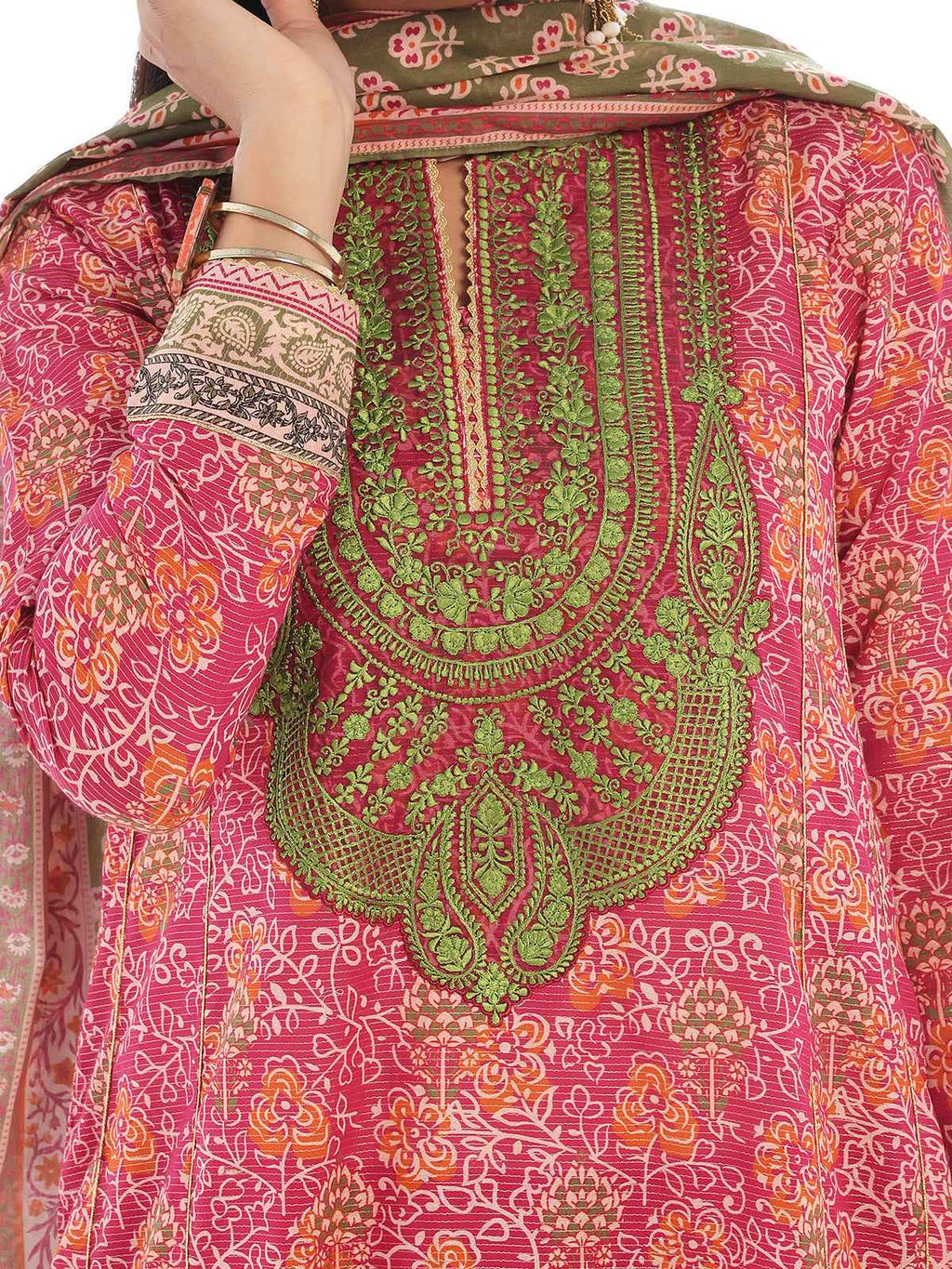 3Pc Embroidered Pret & Unstitched Suit Masoori Lawn Maroon