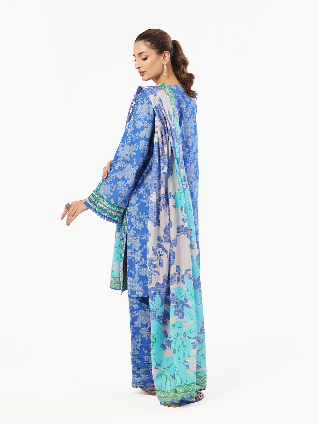3PC Embroidered Pret & Unstitched Suit Lawn Blue