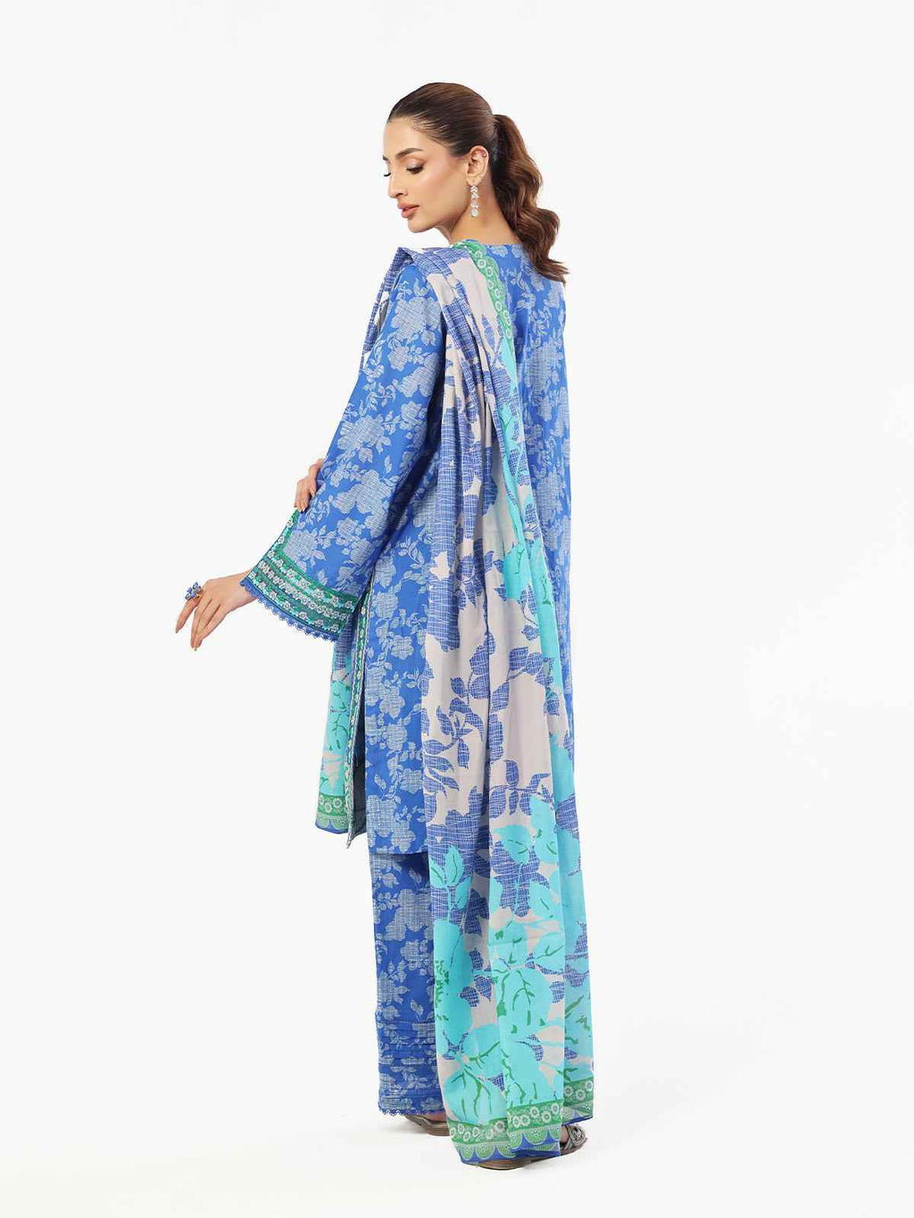 3PC Embroidered Pret & Unstitched Suit Lawn Blue