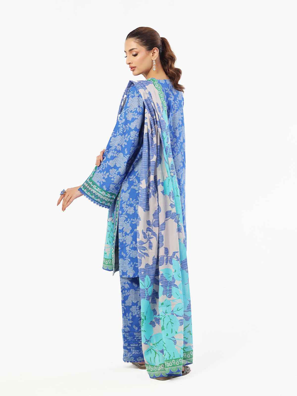 3PC Embroidered Pret & Unstitched Suit Lawn Blue