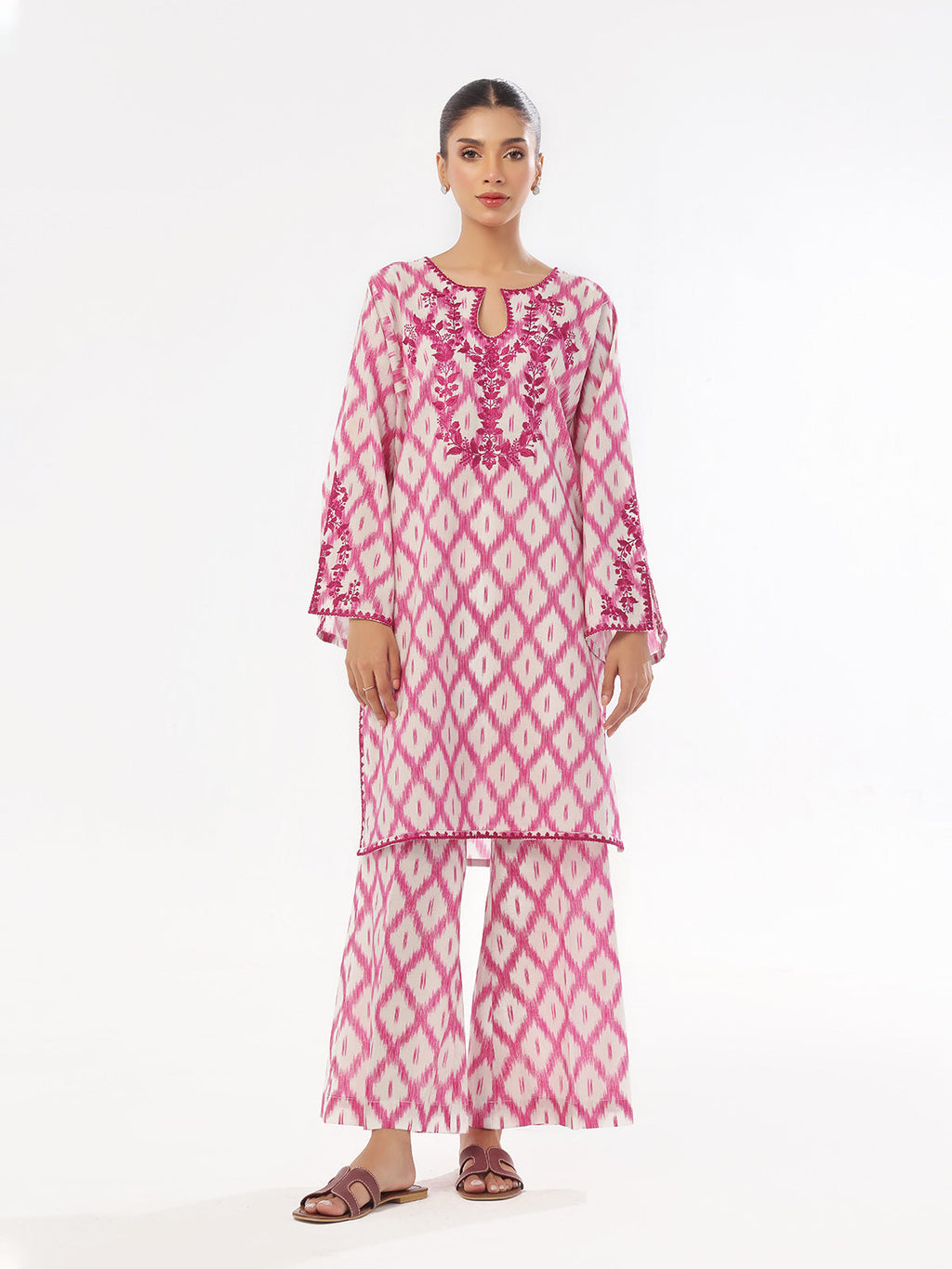 2Pc Embroidered Pret & Unstitched Shirt Trouser Lawn Magenta