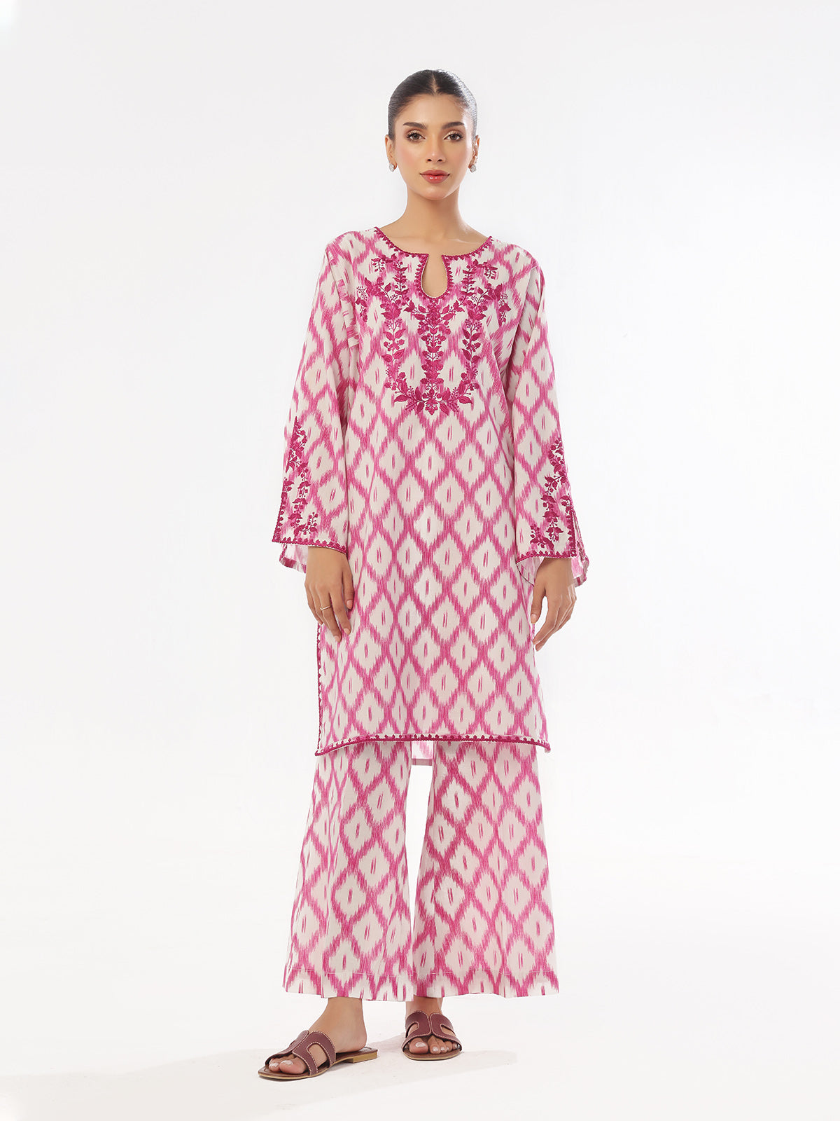 2Pc Embroidered Pret & Unstitched Shirt Trouser Lawn Magenta
