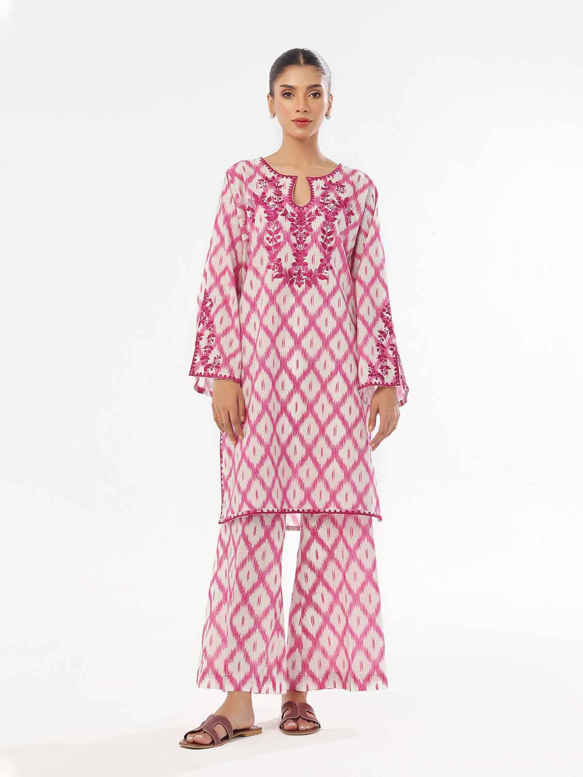 2Pc Embroidered Pret & Unstitched Shirt Trouser Lawn Magenta