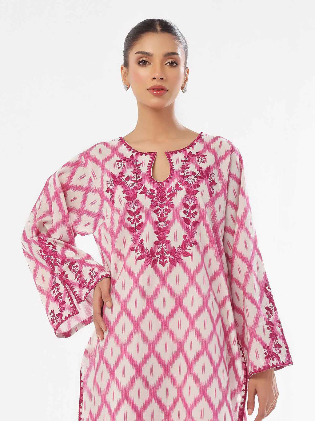 2Pc Embroidered Pret & Unstitched Shirt Trouser Lawn Magenta