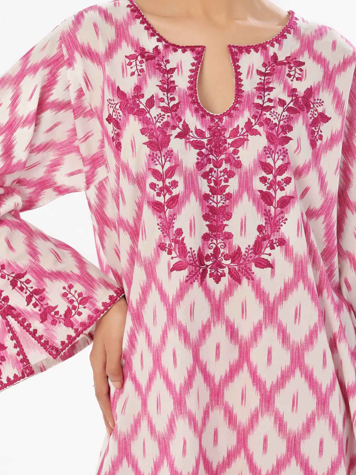2Pc Embroidered Pret & Unstitched Shirt Trouser Lawn Magenta