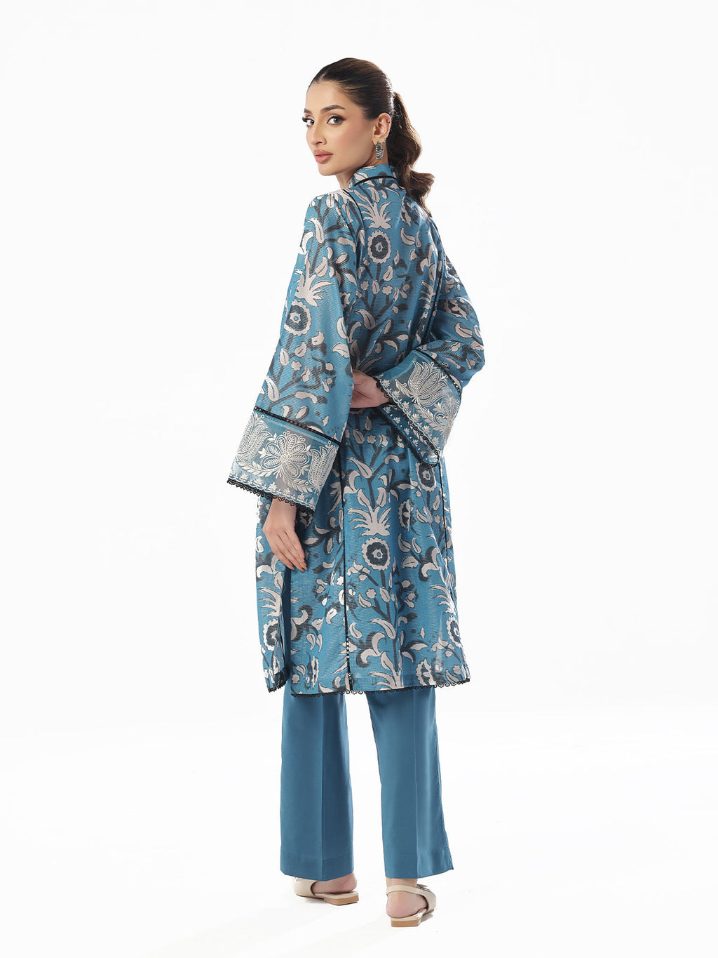 2Pc Embroidered Pret Shirt Trouser Maisoori Lawn Blue - OWE2P-2412042
