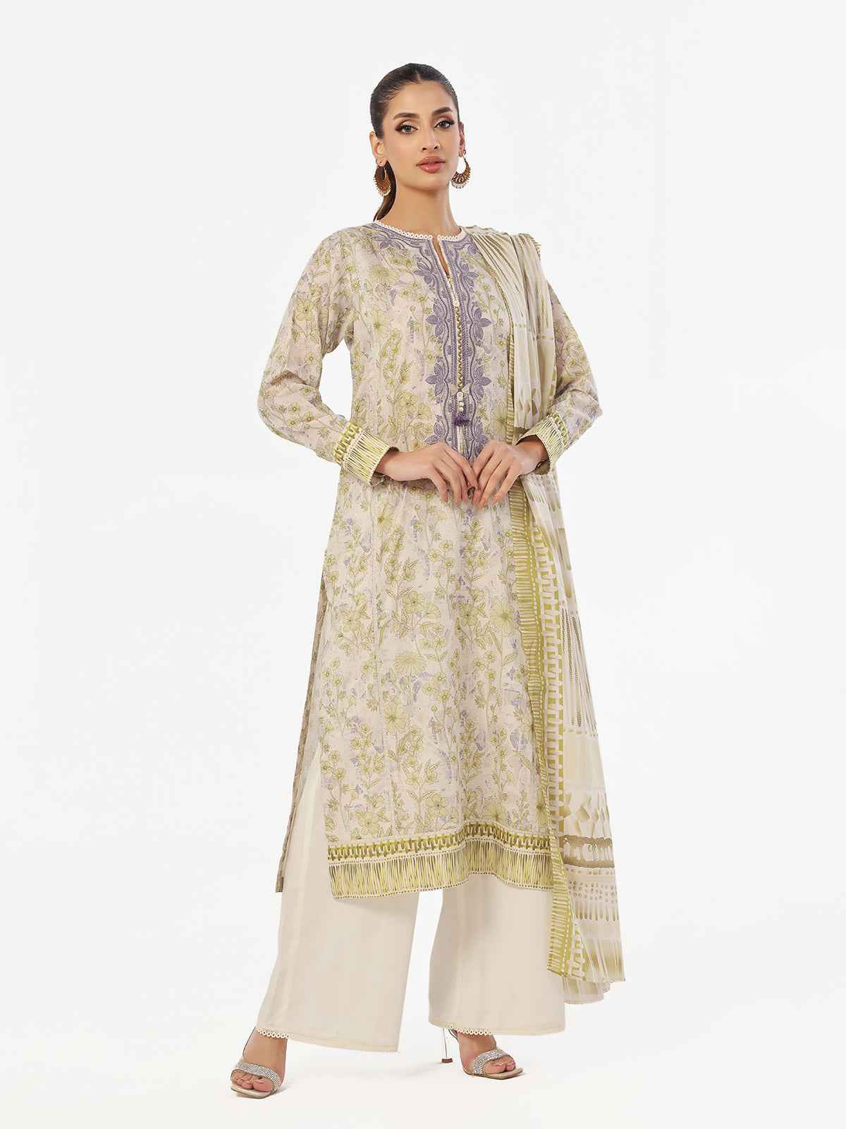 3PCs Embroidered Pret & Unstitched Suit Masoori Lawn Mehndi