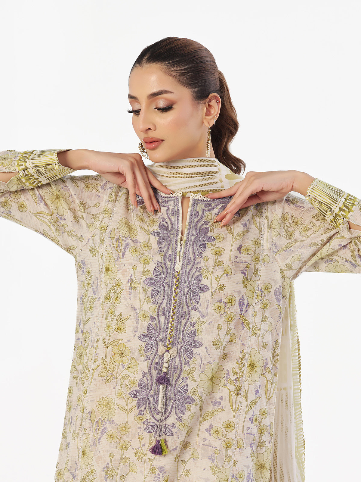 3PCs Embroidered Pret & Unstitched Suit Masoori Lawn Mehndi