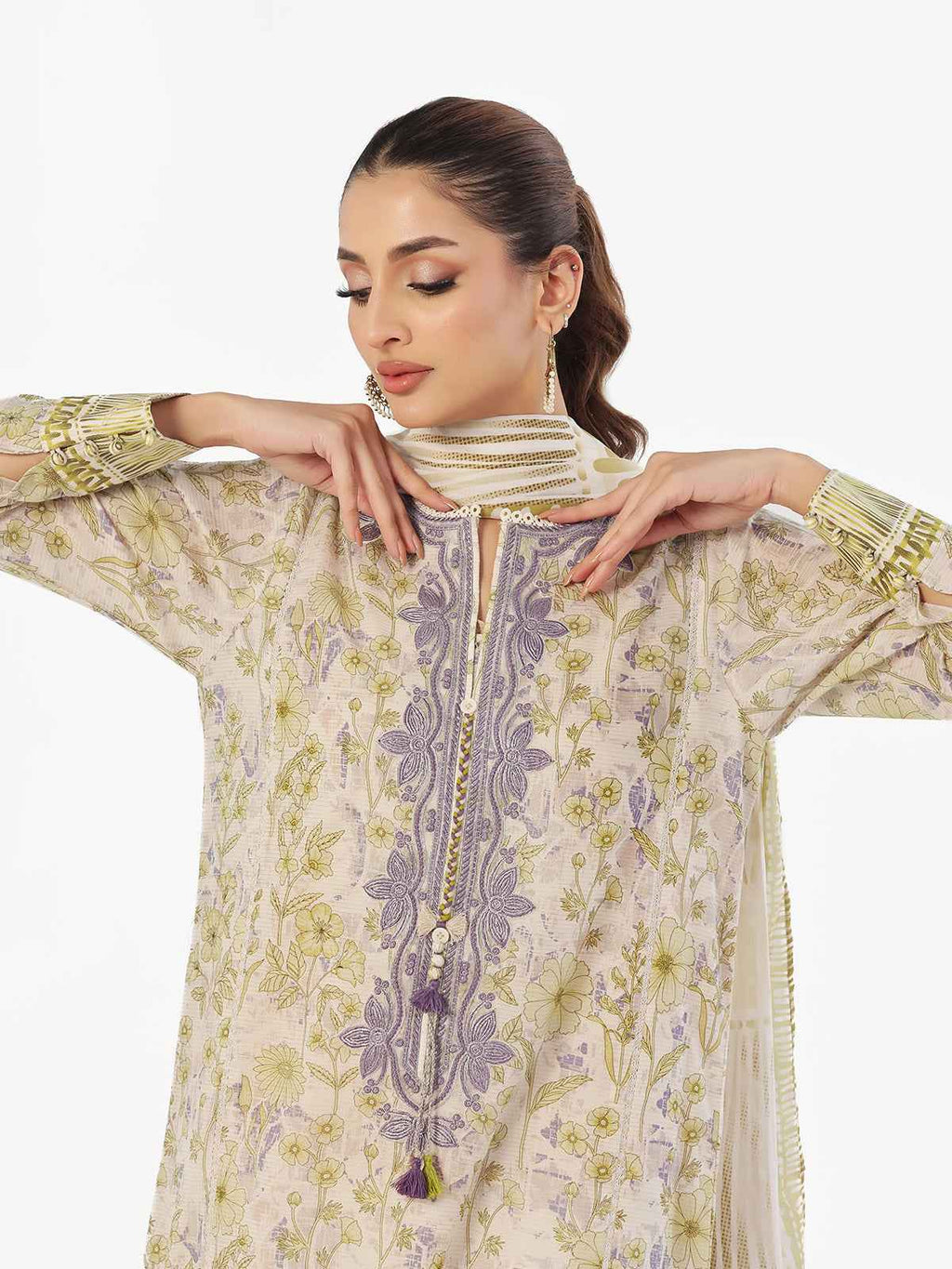 3PCs Embroidered Pret & Unstitched Suit Masoori Lawn Mehndi
