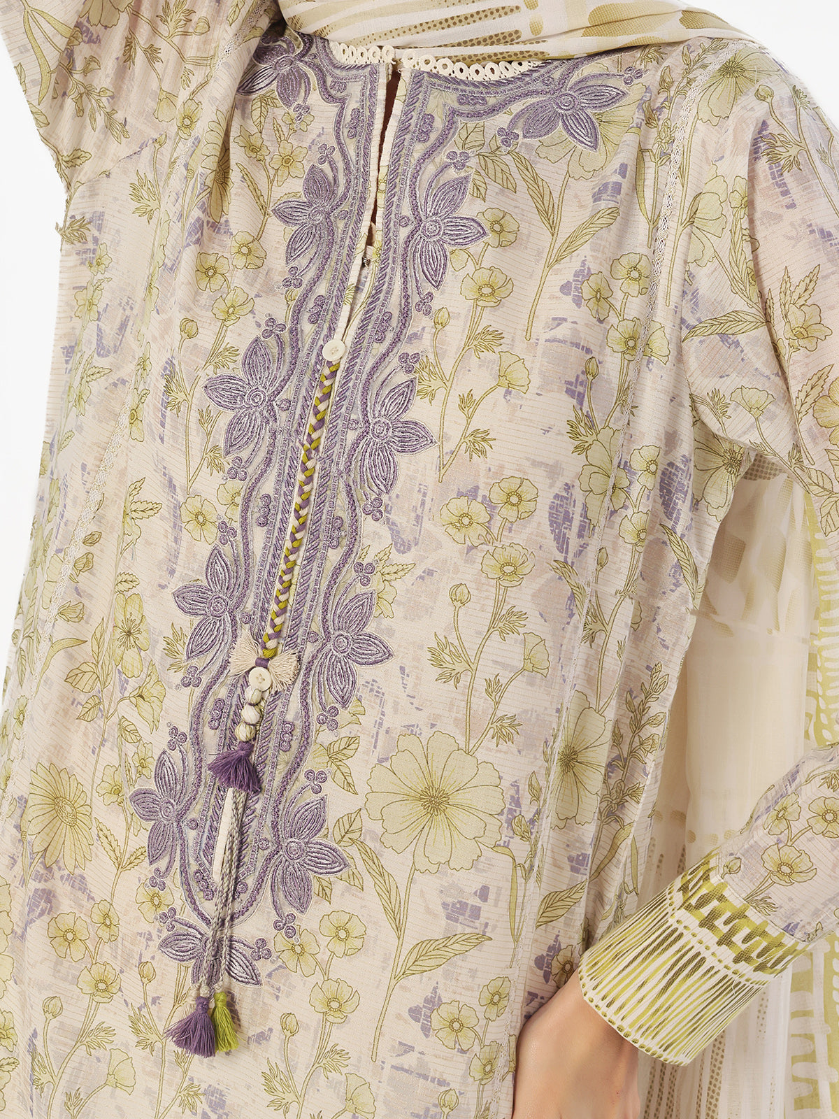 3PCs Embroidered Pret & Unstitched Suit Masoori Lawn Mehndi