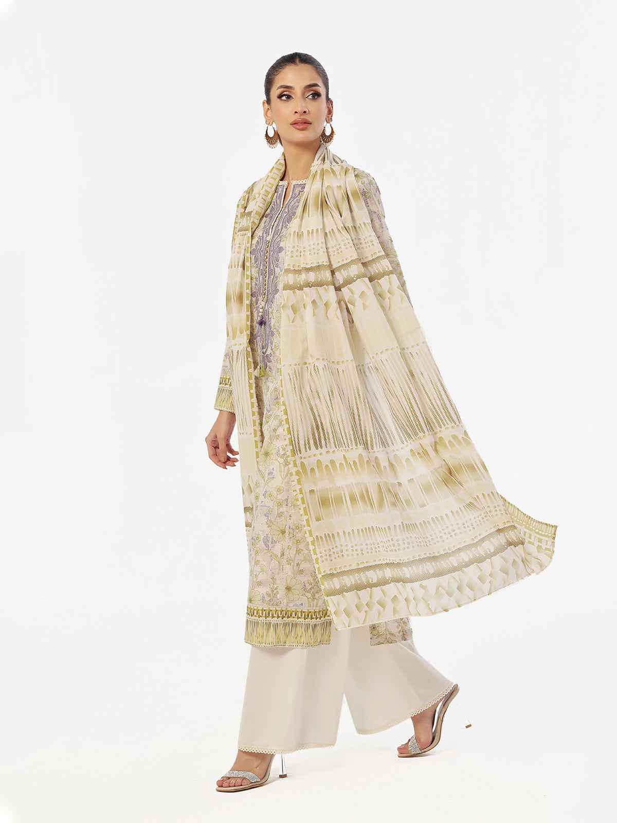 3PCs Embroidered Pret & Unstitched Suit Masoori Lawn Mehndi