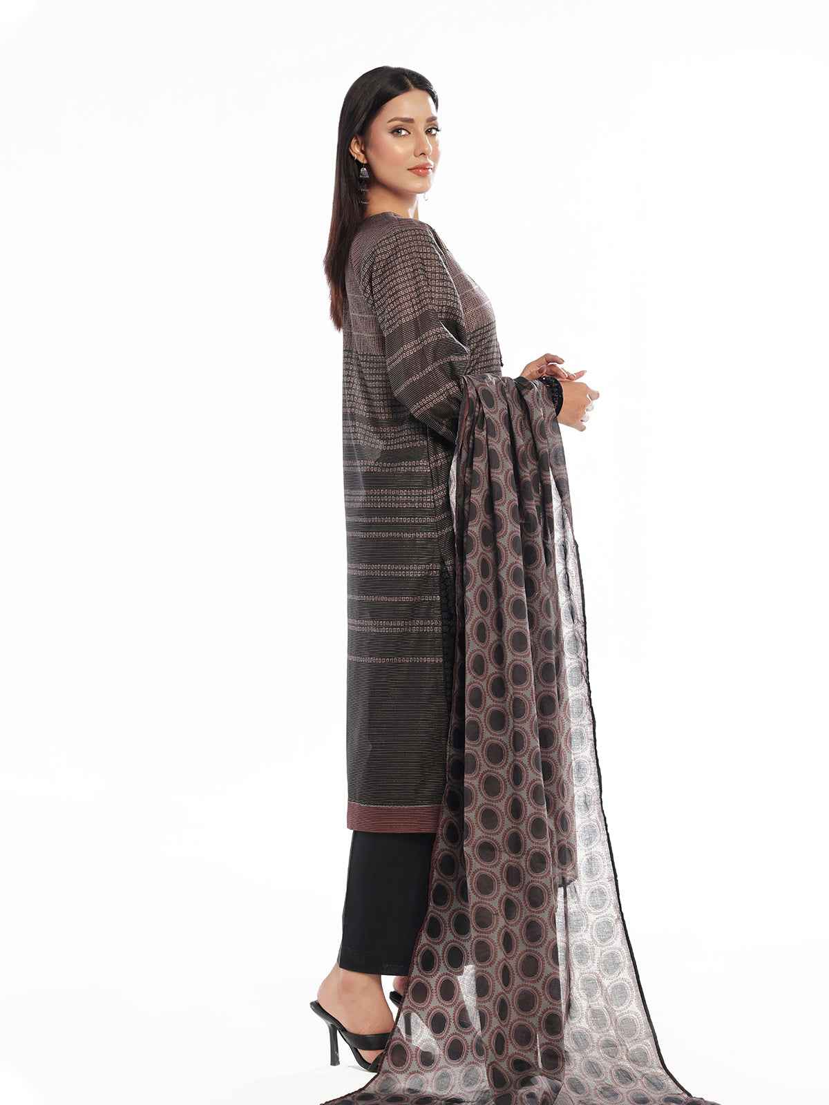 3PCs Embroidered Pret & Unstitched Masoori Lawn Black