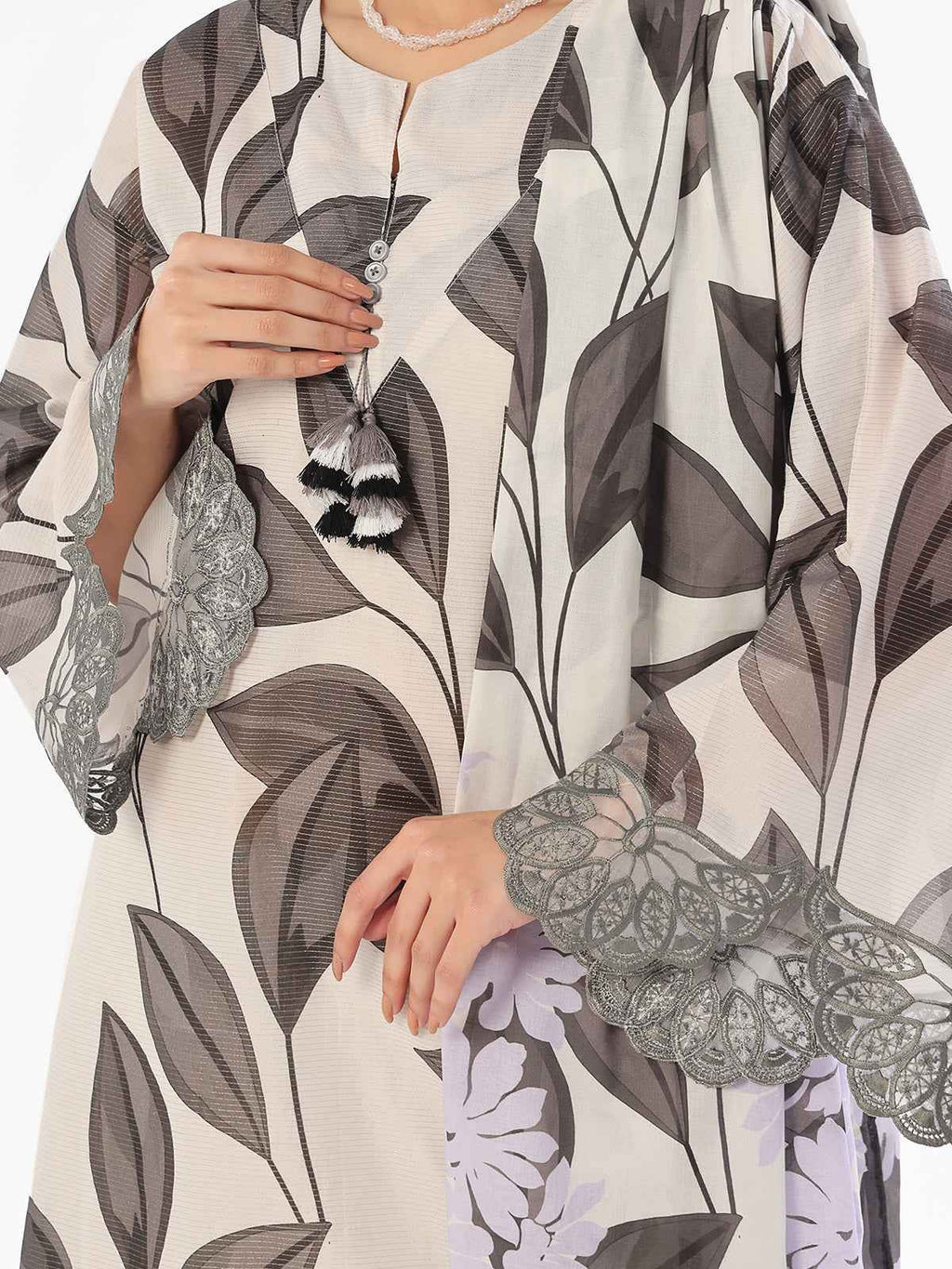 3Pc Embroidered Pret & Unstitched Suit Masoori Lawn Black & Grey