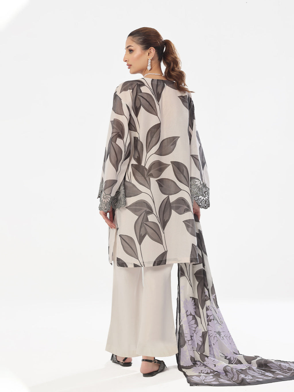 3Pc Embroidered Pret Suit Masoori Lawn Black & Grey - OWE3P-2412048