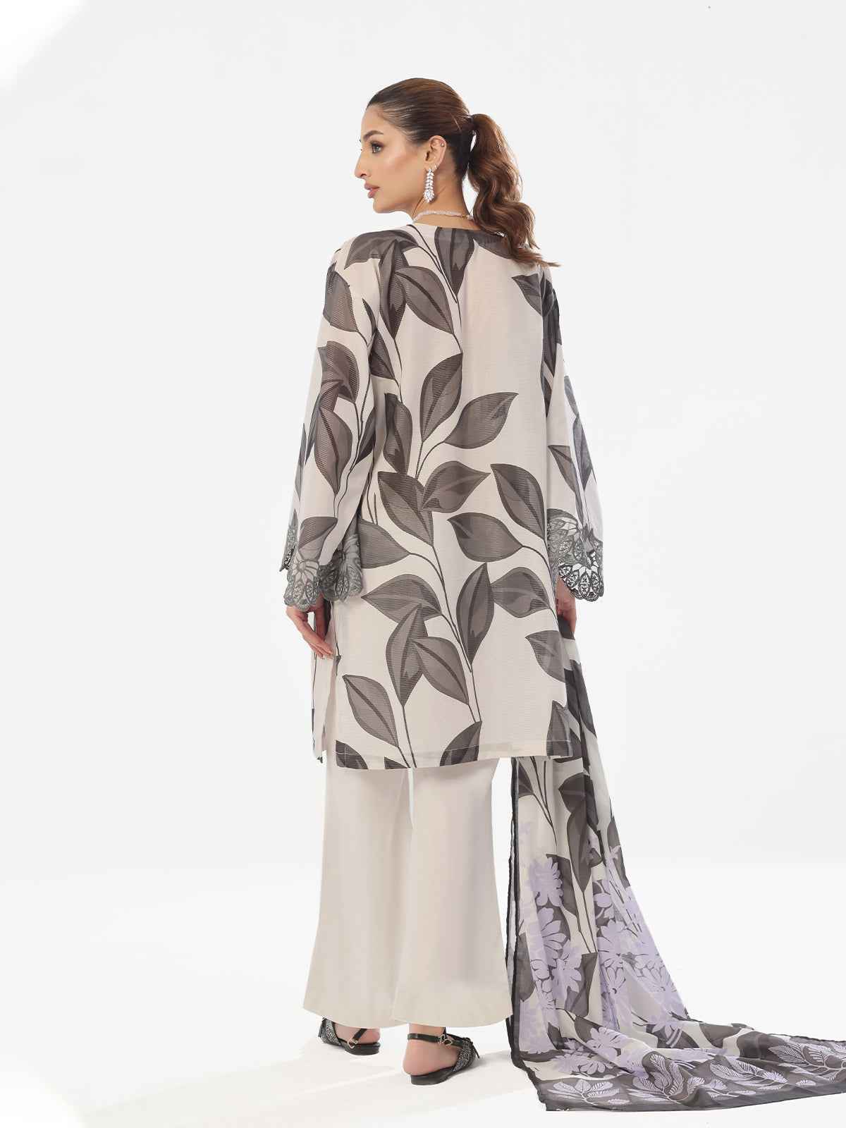 3Pc Embroidered Pret & Unstitched Suit Masoori Lawn Black & Grey
