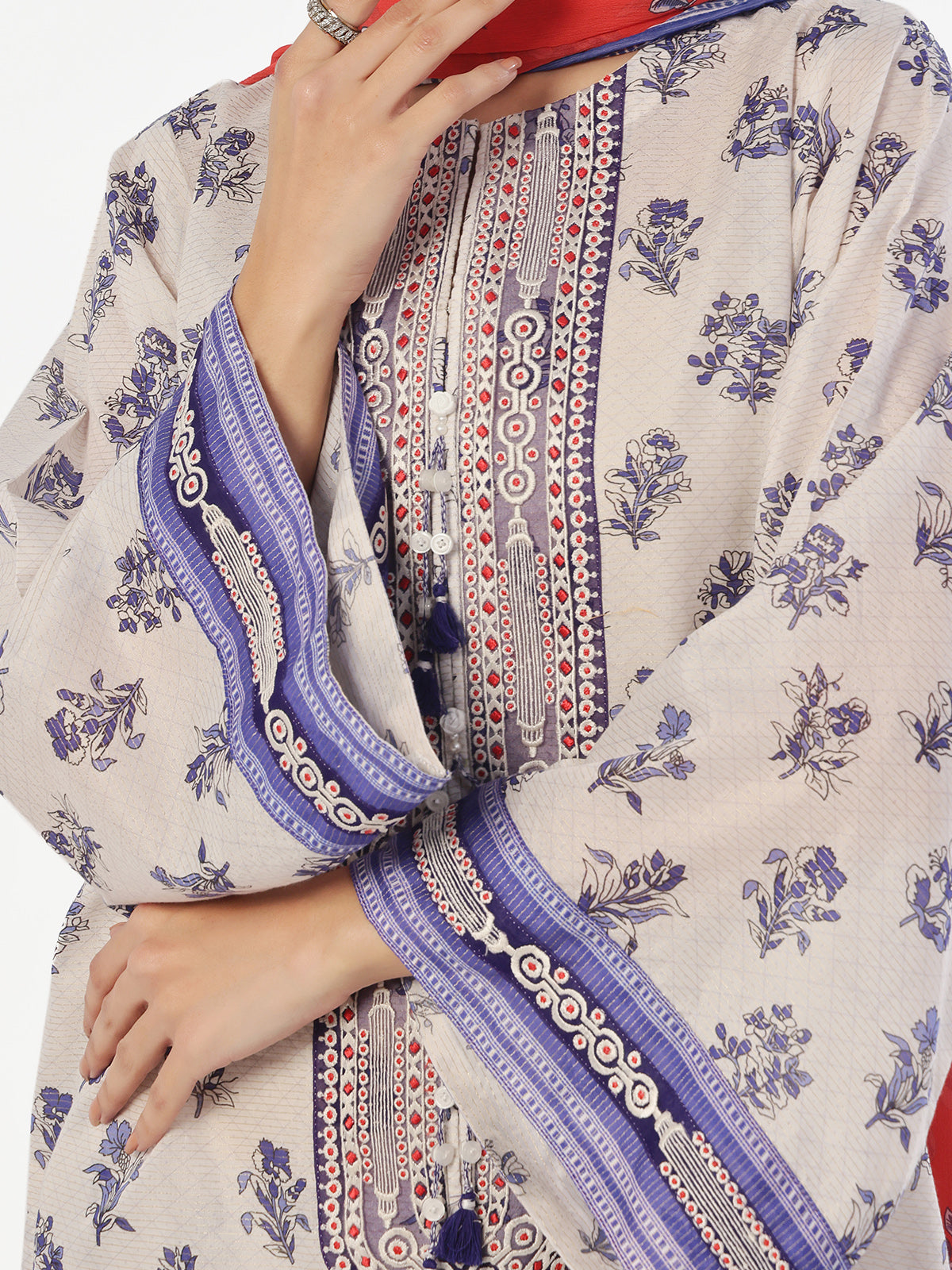 3Pc Embroidered Pret & Unstitched Suit Masoori Lawn Blue