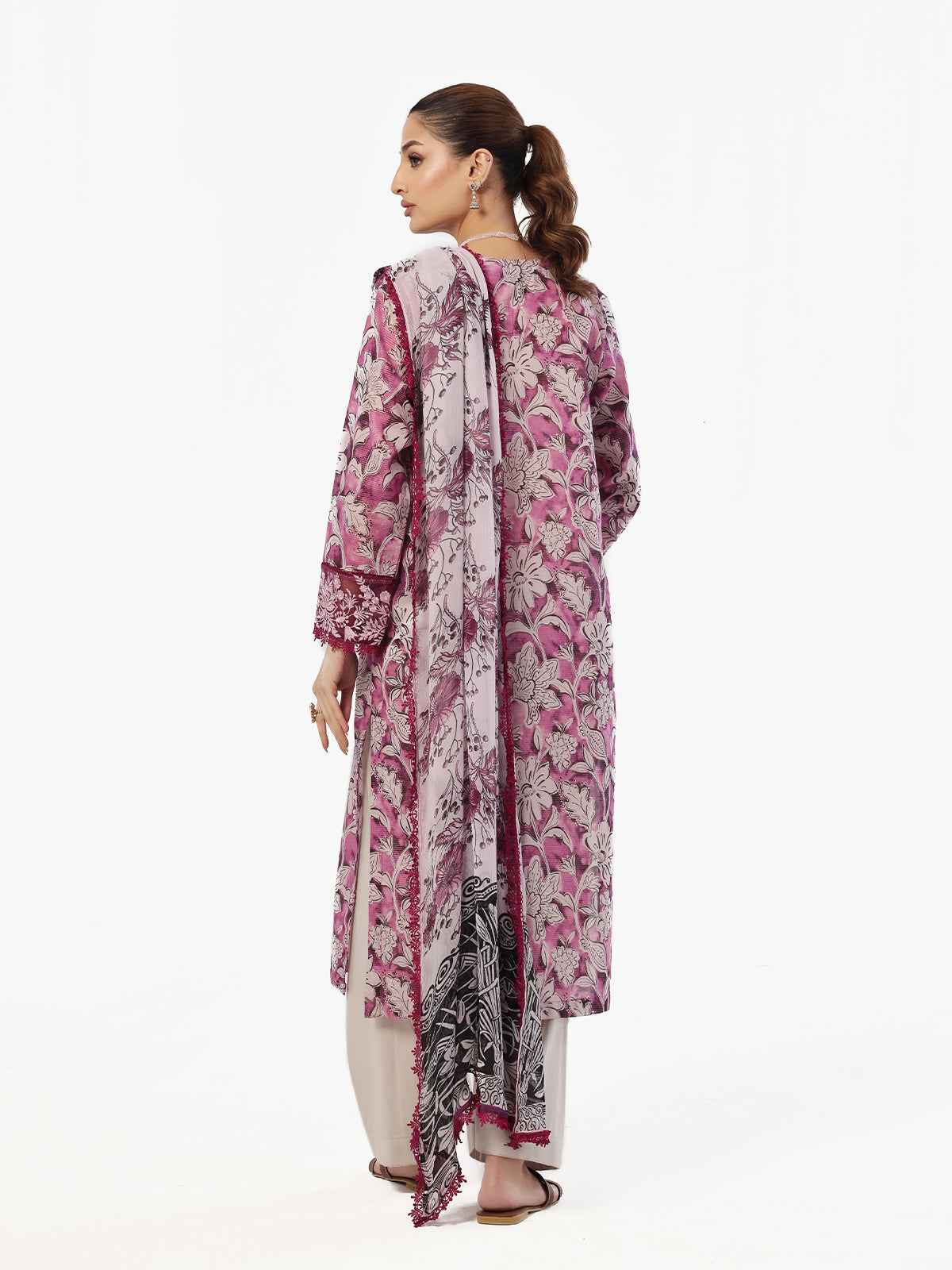 2Pc Embroidered Pret Shirt & Shalwar Masoori Lawn Magenta - OWE2P-2412023