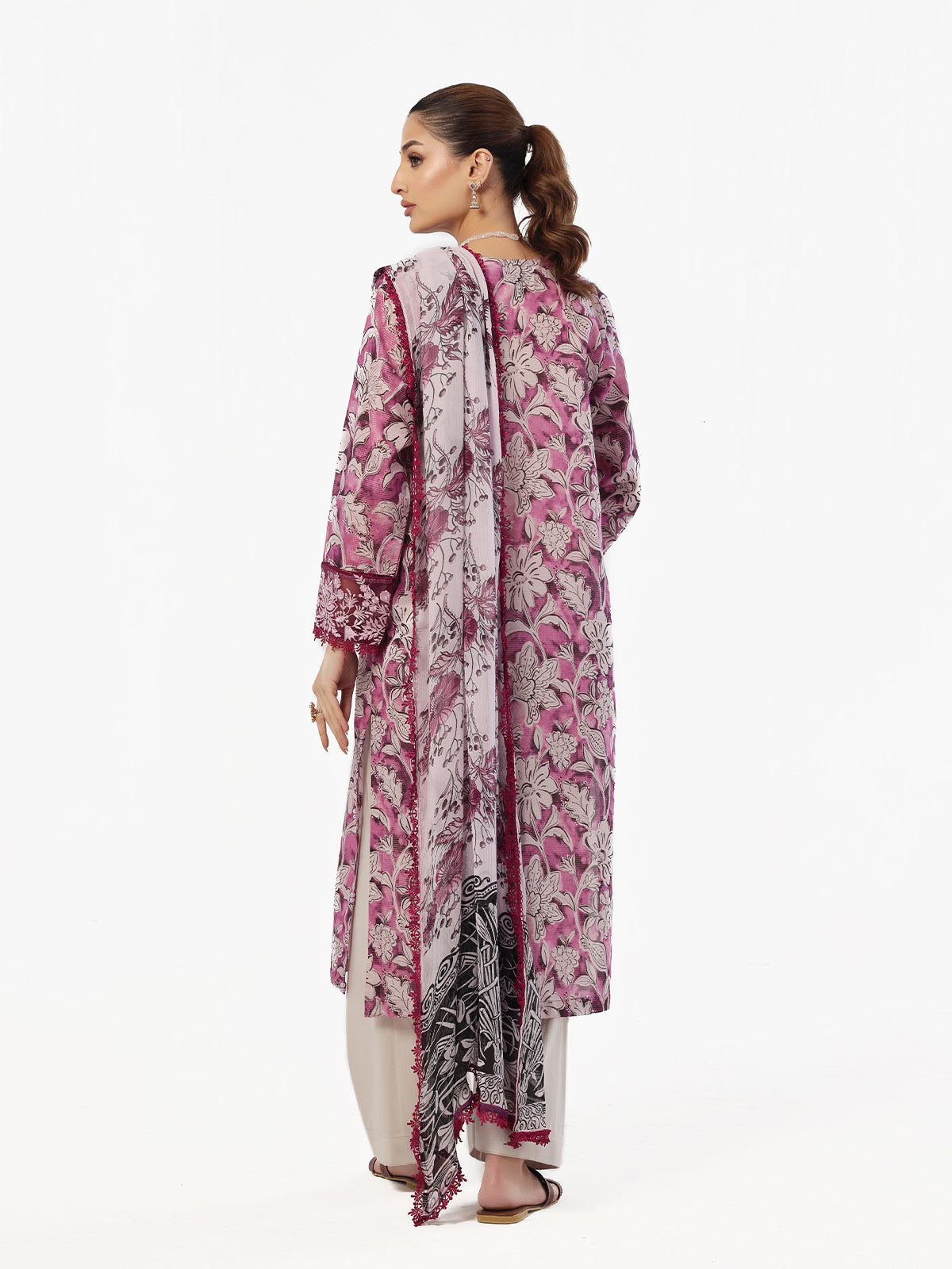2Pc Embroidered Pret Shirt & Shalwar Masoori Lawn Magenta - OWE2P-2412023