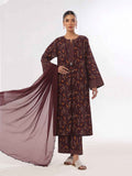 3Pc Printed Unstitched Suit Lawn Maroon - OL3P-6443-A