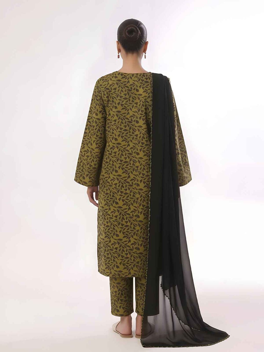 3Pc Printed Unstitched Suit Lawn Mehandi - OL3P-6444-A
