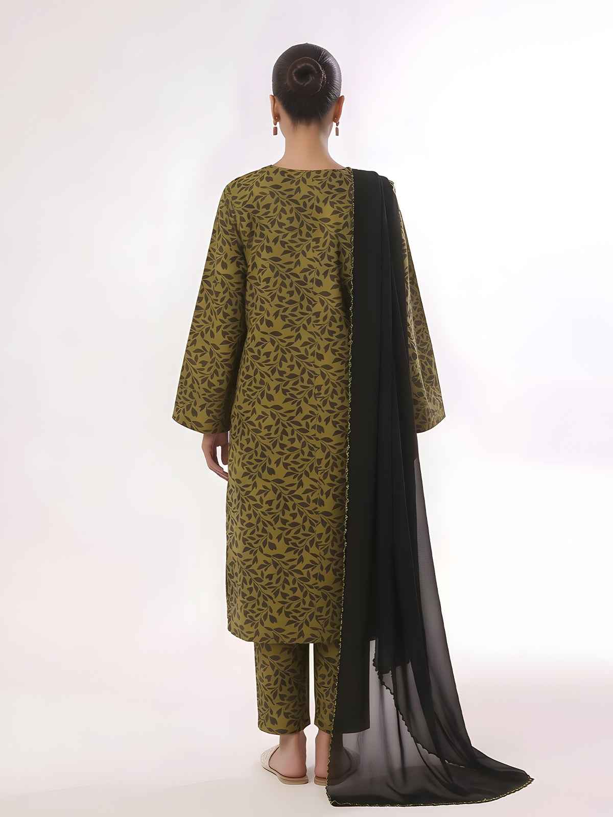 3Pc Printed Unstitched Suit Lawn Mehandi - OL3P-6444-A