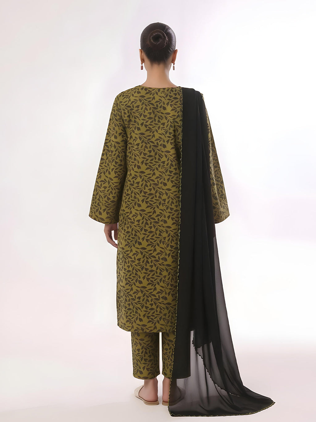 3Pc Printed Unstitched Suit Lawn Mehandi - OL3P-6444-A