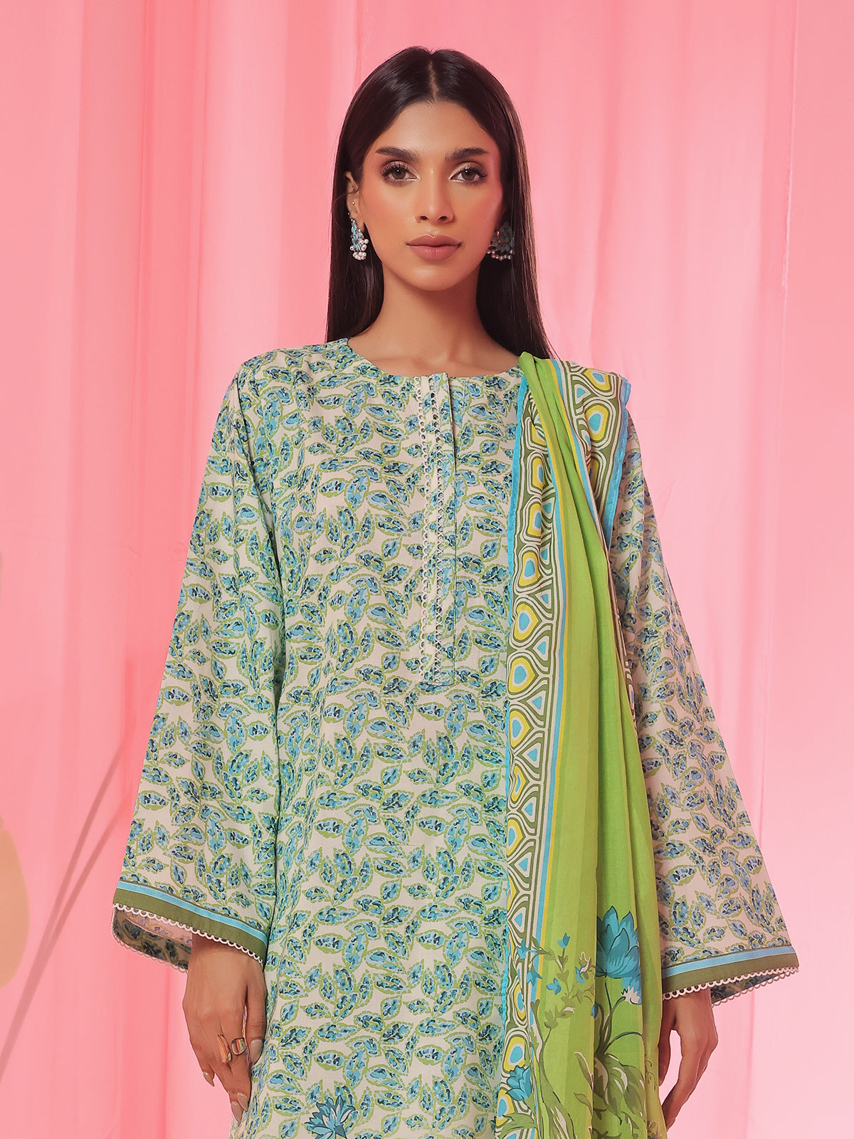 3PCs Printed Pret Suit Lawn Green - OW3P-2504006