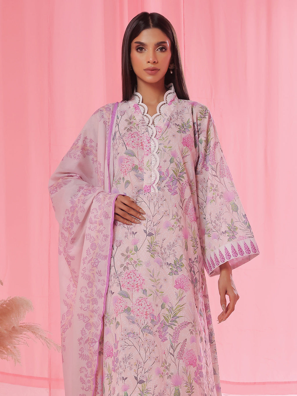 3PCs Printed Pret Suit Lawn Peach - OW3P-2504012