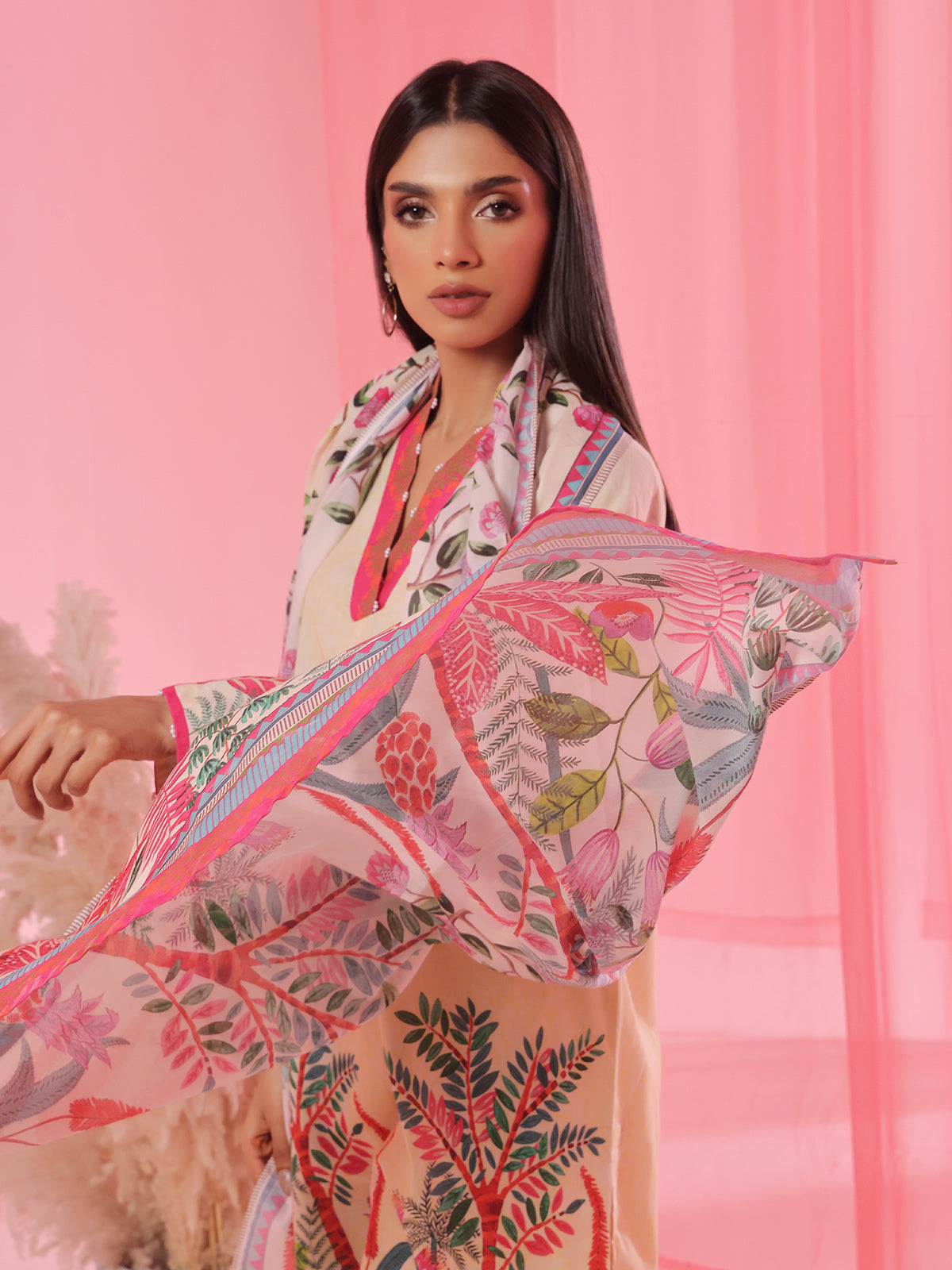 3PCs Printed Pret Suit Lawn Beige - OW3P-2504003
