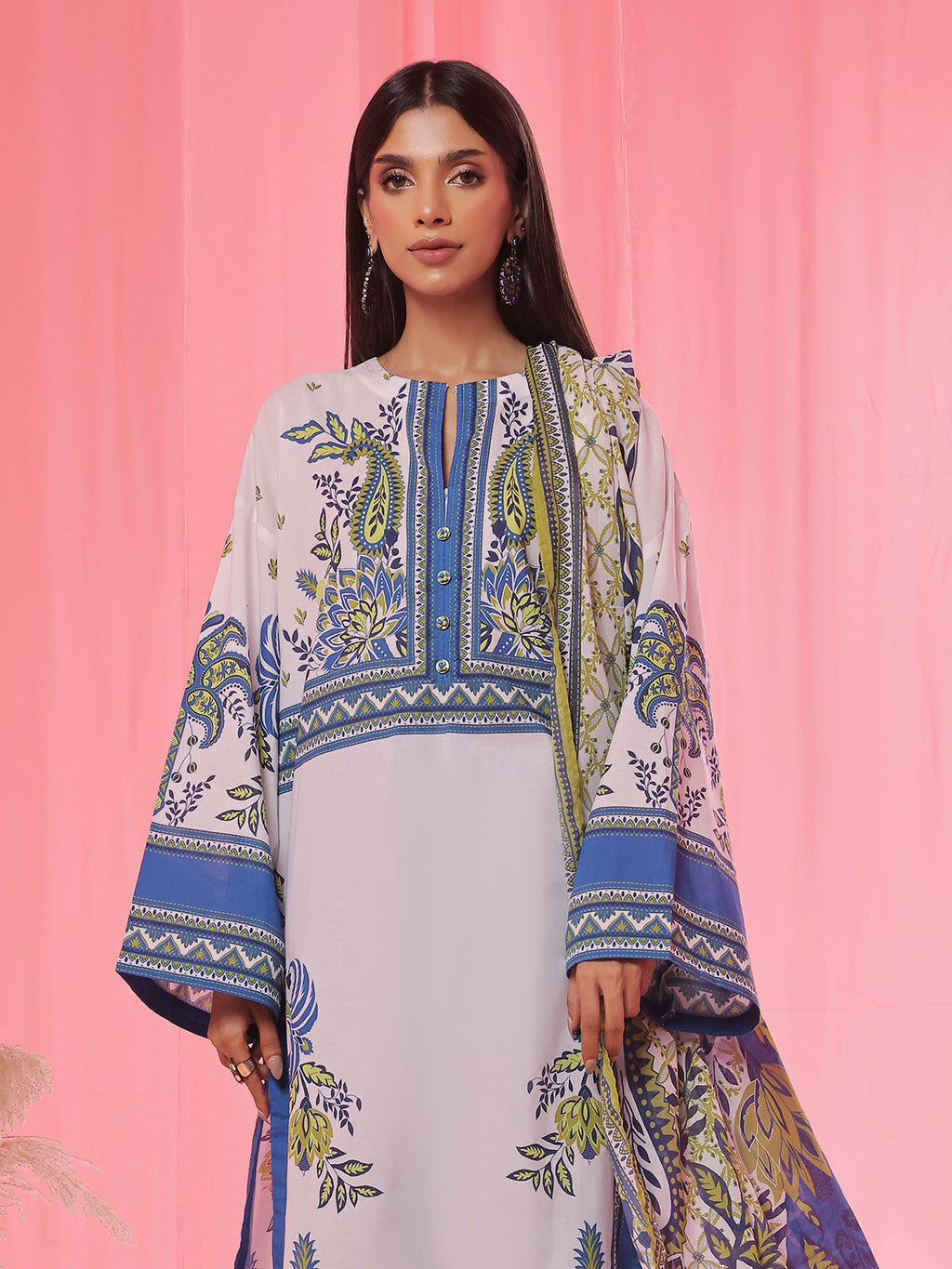 3PCs Printed Pret Suit Lawn Blue - OW3P-2504004