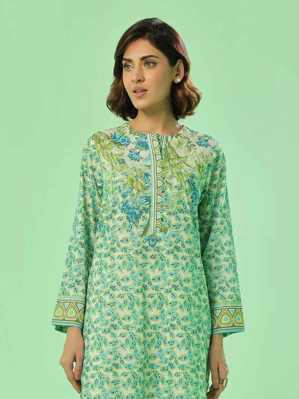 1PC Printed Pret & Unstitched Lawn Green