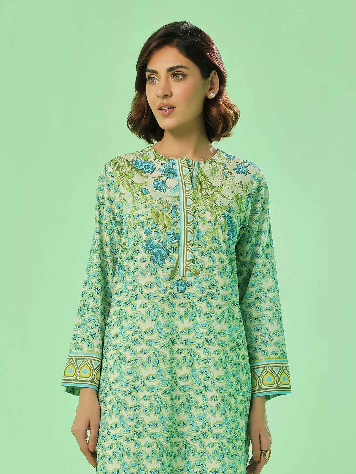 1PC Printed Pret & Unstitched Lawn Green