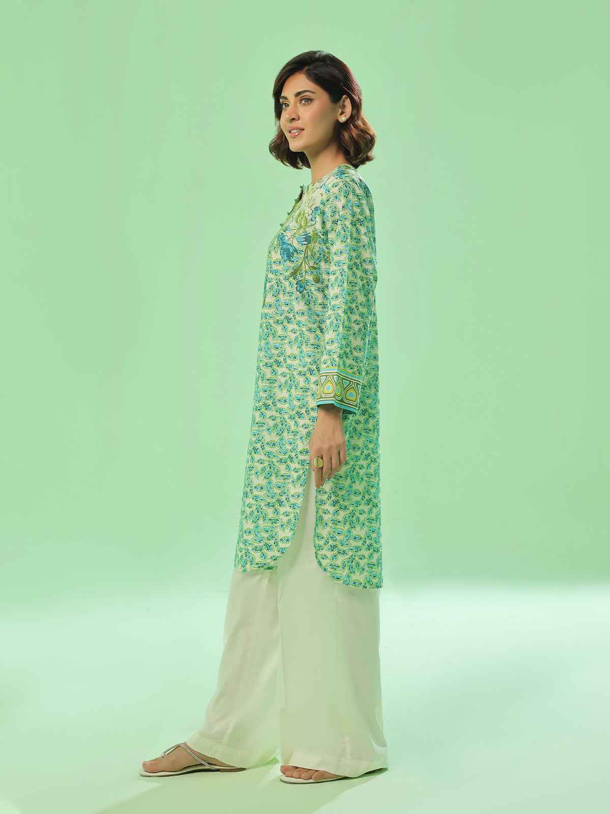 1PC Printed Pret & Unstitched Lawn Green