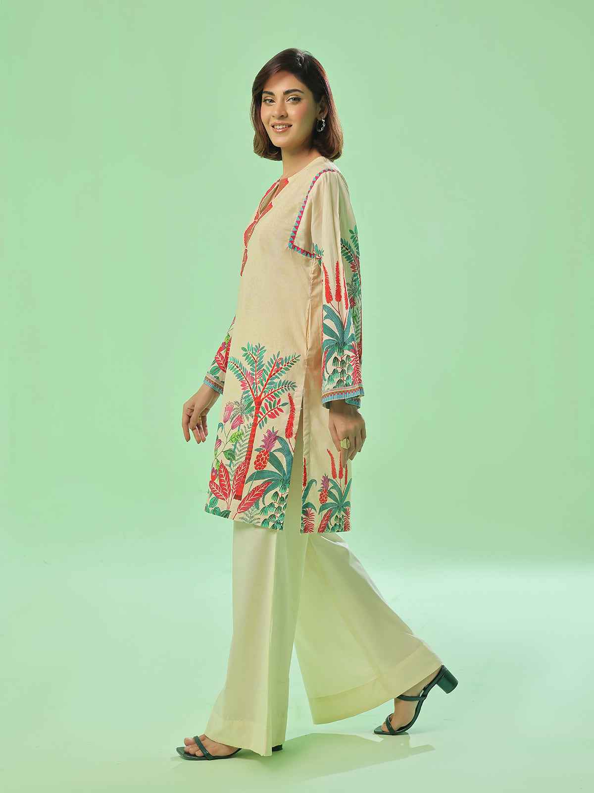 1PC Printed Pret & Unstitched Lawn Beige