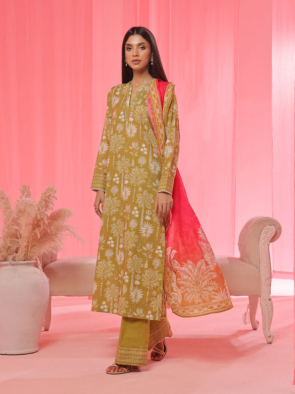 3PCs Printed Pret Suit Lawn Green - OW3P-2504007