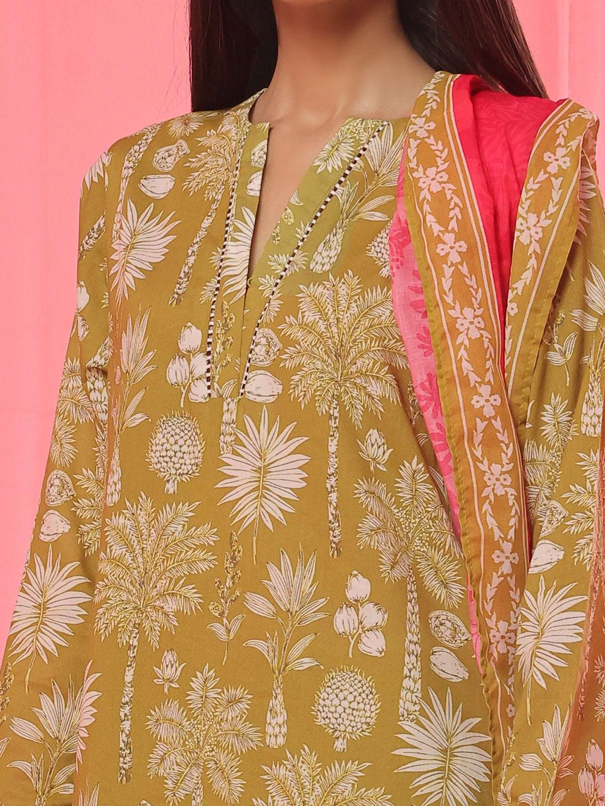 3PCs Printed Pret Suit Lawn Green - OW3P-2504007